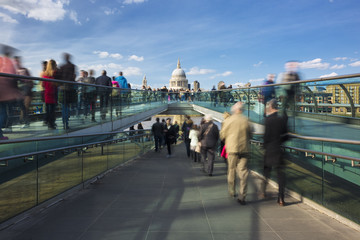 Blurred motion view over the Millennium footbridge