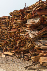 The wood at the roadside waiting for a brick factory
