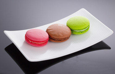 A french sweet delicacy, macaroons variety closeup
