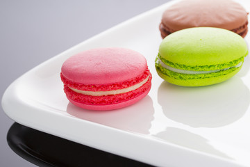 A french sweet delicacy, macaroons variety closeup