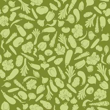 Seamless pattern with silhouette vegetables
