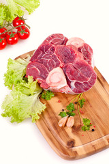 raw meat and vegetables
