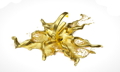Fototapeta premium euro symbol melts into liquid gold. path included