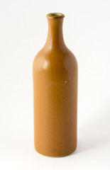 Ceramic wine bottle on white background