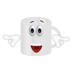 Funny coffee tea cup cartoon illustration comic