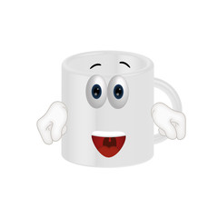 Funny coffee tea cup cartoon illustration comic
