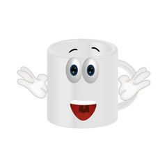 Funny coffee tea cup cartoon illustration comic
