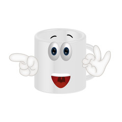 Funny coffee tea cup cartoon illustration comic