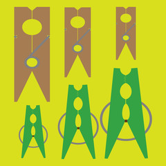 monochrome icon set with clothespins