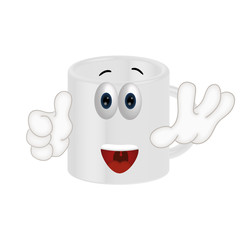 Funny coffee tea cup cartoon illustration comic