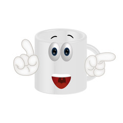 Funny coffee tea cup cartoon illustration comic