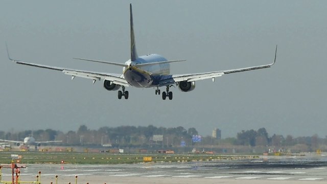 Commercial Aircraft Landing at Barcelona Airport