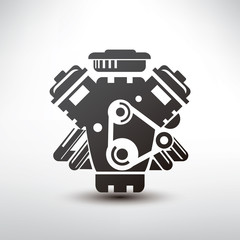 car engine symbol, stylized vector silhouette of automobile moto - 81802521