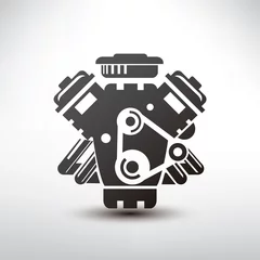 Deurstickers car engine symbol, stylized vector silhouette of automobile moto © lapencia