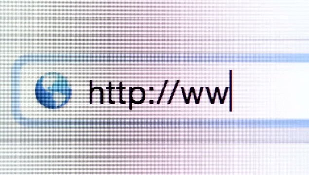 Computer screen with http:// address bar and " www "