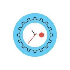 Time management flat line icon concept