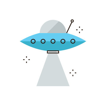 UFO spaceship flat line icon concept