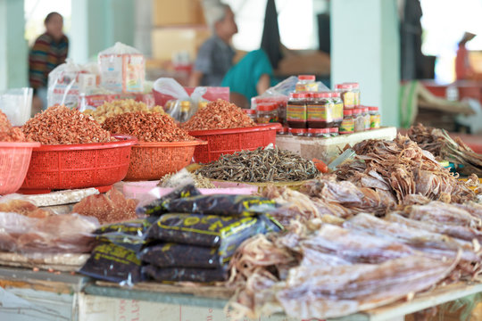 Traditional asian fish market