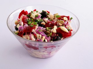 vegetable salad with red and white cabbages