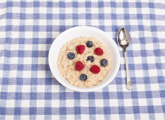 Oatmeal with Raspberries and Blueberries