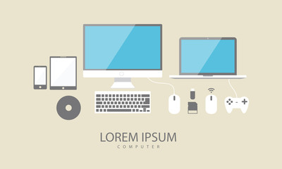 vector laptop tablet computer monitor and mobile phone