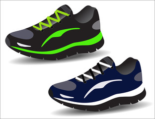 Blue and green sport shoes