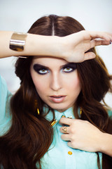 Fototapeta premium Woman with trendy smokey eyes makeup