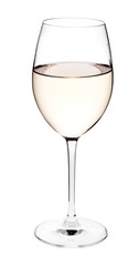 Wineglass with white wine isolated on white background