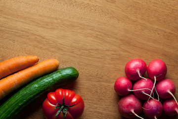 vegetables on wooden background