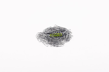 Paperclips silver with green