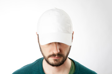 White cap on the head ready for branding.