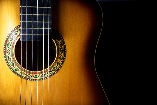 Detail of an acoustic guitar