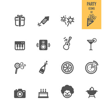 Party icons set. Vector illustration.