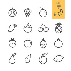 Fruit icons set. Vector illustration.
