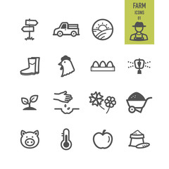 Farm icons set. Vector illustration.