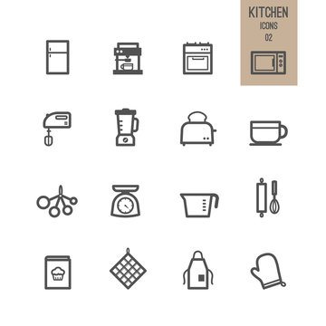 Set of kitchen icons. Vector illustration.
