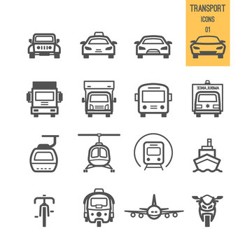 Transportation icons set. Vector illustration.