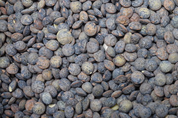 Black and green lentils background