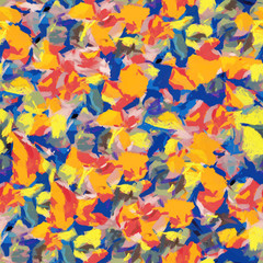 Orange blue yellow abstract seamless pattern oil painting