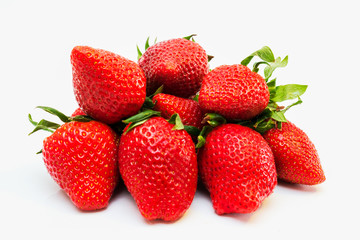 Fototapeta na wymiar group of strawberries on white background