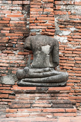Ancient buddha statue in Wat mahathat ,Ayutthaya ,Thailand
