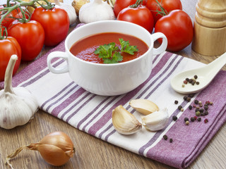 summer gazpacho soup with vegetables