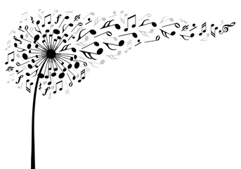 Fotobehang music dandelion flower, vector illustration © beaubelle