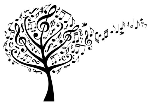 music tree with musical notes, vector