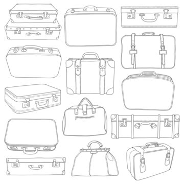 Set of Vintage Suitcases - for design in vector
