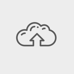 Cloud upload thin line icon