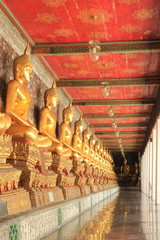meditation buddha statues in wat suthat, thailand
