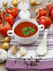 summer gazpacho soup with vegetables