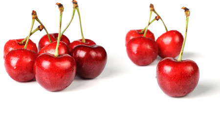 red cherry on a white background