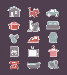 Fototapeta na wymiar House cleaning and household appliances flat icons